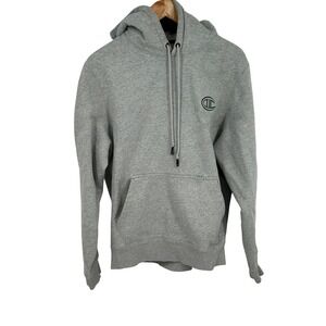 Champion Men Gray Pullover Hoodie Sweatshirt Logo Graphic Size Large